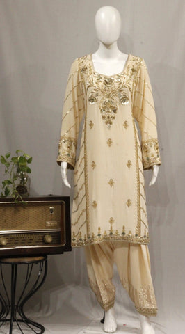 Light Peach Full Suit With Organza Dupatta-1734