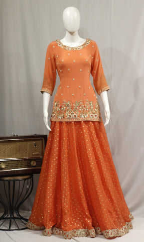 Orange Rust Lehenga Choli With Maroon Red Dupatta-1739