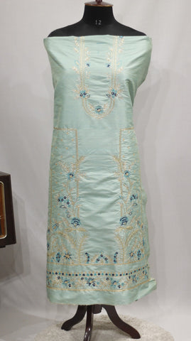 Sea Green Full Suit With Tabbi Silk Tie Dye Dupatta-1741