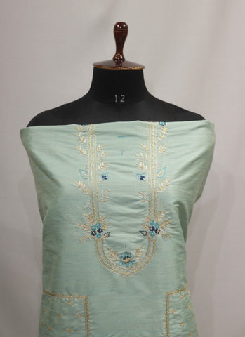 Sea Green Full Suit With Tabbi Silk Tie Dye Dupatta-1741