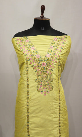 Lemon Green Full Suit With Tabbi Silk Dupatta-1742