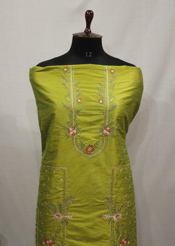 Mehndi Green Full Suit With Tabbi Silk Tie Dye Dupatta-1743