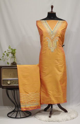 Orange Peach Full Suit With Tabbi Silk Tie Dye Dupatta-1744