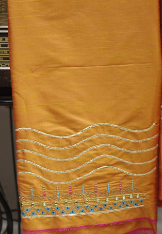 Orange Peach Full Suit With Tabbi Silk Tie Dye Dupatta-1744