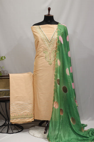 Peach Full Suit With Tabbi Silk Tie Dye Dupatta-1751