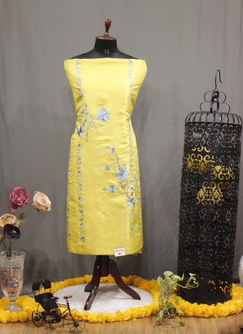 Mustard Yellow Full Suit With Chinon Chiffon Tie Dye Dupatta-1753