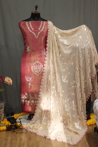 Onion Pink Full Suit With Light Peach Dupatta-1754