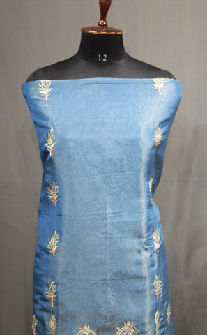 Blue Gray Full Suit With Tie Dye Dupatta-1759