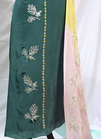 Dark Mint Green Full Suit With Tie Dye Dupatta-1430