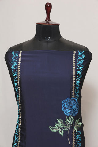 Navy Blue Full Suit With Tabbi Silk Tie Dye Dupatta-1388