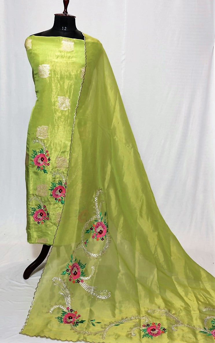 Parrot Green Full Suit With Same Colour Dupatta-1391