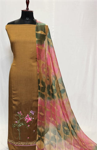 Mustard Full Suit With Chanderi Kota Tie Dye Dupatta-1408