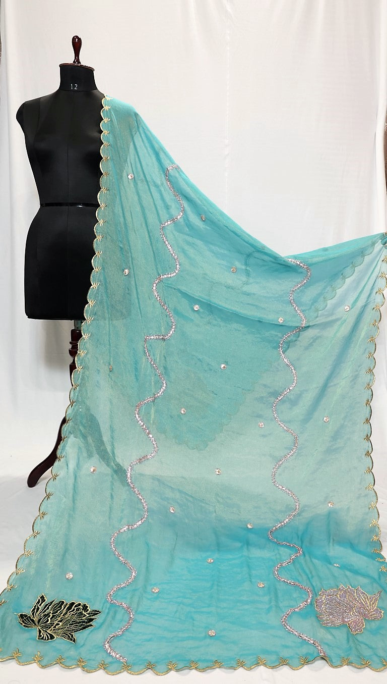 Firozi Tissue Organza Dupatta-1410