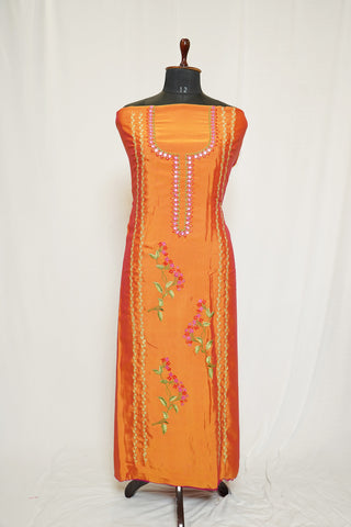 Orange Full Suit with Tabbi Silk Tie Dye Dupatta-1352