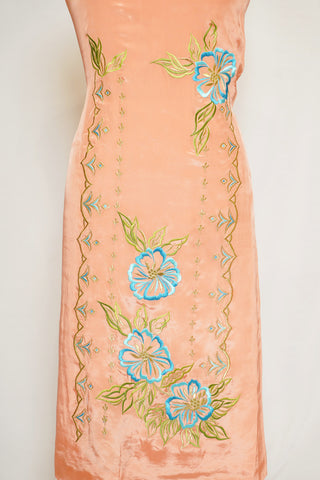 Peach Full Suit with Satin Lines Tie Dye Dupatta-1356
