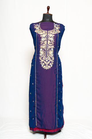 Dark Purple Full Suit with Tabbi Silk Tie Dye Dupatta-1340
