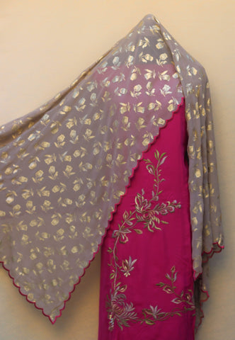 Pink Full Suit With Mouse Georgette Chiffon Dupatta