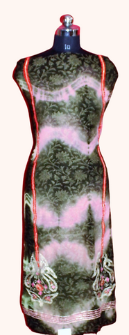 Black and Pink Tie Dye Full Suit With Tabbi Silk Tie Dye Dupatta
