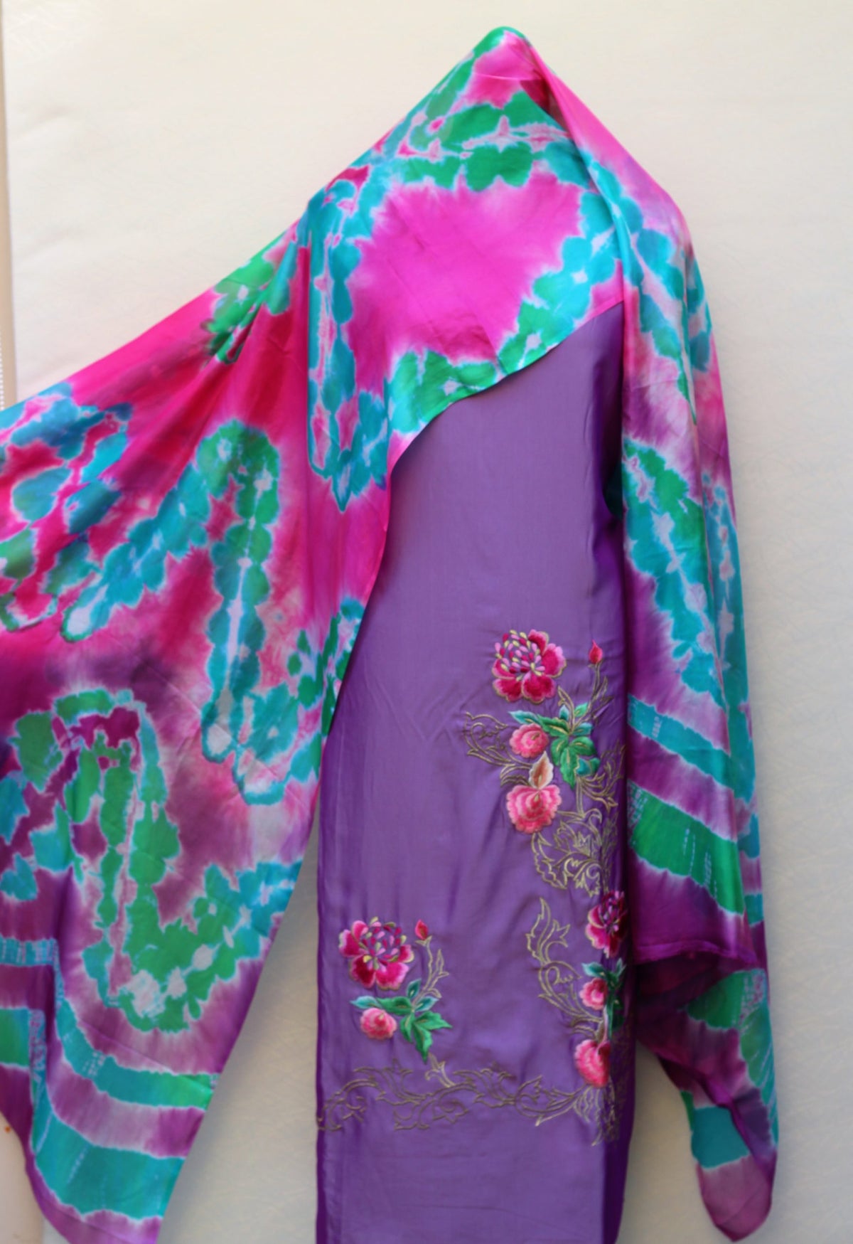 Purple Full Suit With Tabbi Silk Tie Dye Dupatta