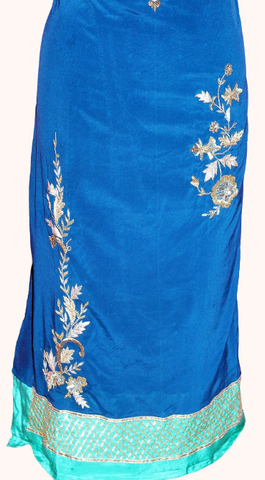 Peacock Colour Full Suit With Chinon Chiffon Dupatta