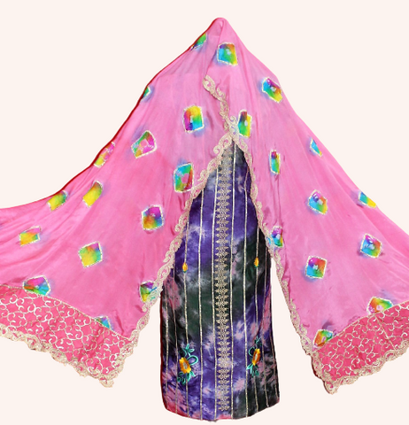 Tie and Dye Full Suit With Chinon Chiffon Tie Dye Dupatta