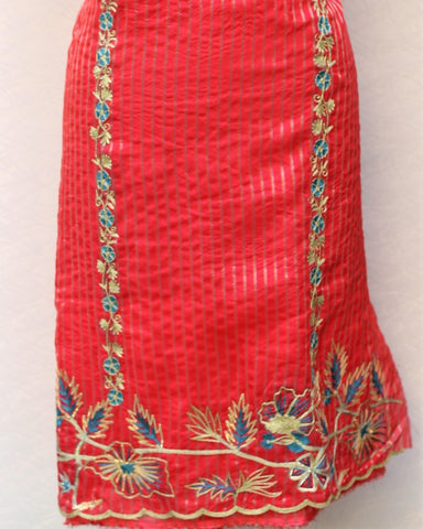 Redish Gajari Full Suit With Tie Dye Dupatta
