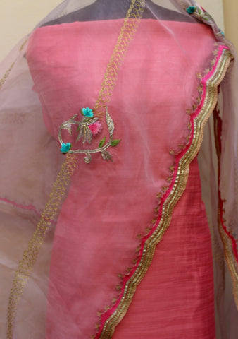 Rose Gold Organza Dupatta