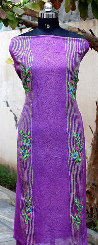 Purple Full Suit With Organza Tie Dye Dupatta