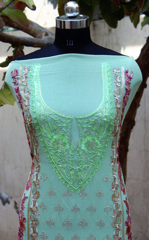 Pista Green Full Suit With Pink/Same Colour Dupatta3