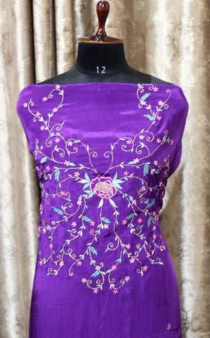 Purple Full Suit With Pure Chiffon Tie Dye Dupatta-1287