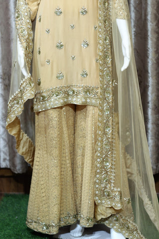 Golden Full Suit With Net Dupatta-1291