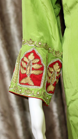Parrot Green Full Suit With Same Colour Dupatta- 1293