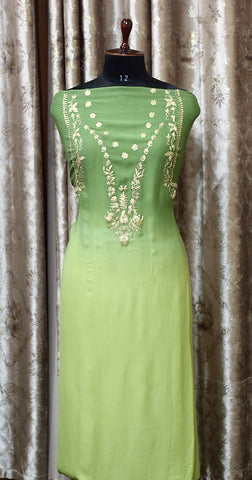 Green and Lemon Double Dye Full Suit With Organza Dupatta-1295