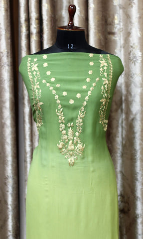 Green and Lemon Double Dye Full Suit With Organza Dupatta-1295