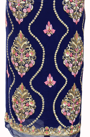 Navy Blue Full Suit With Same Colour/Pink Dupatta