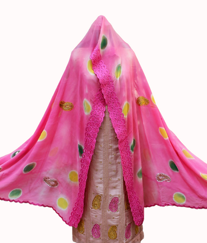 Pink Full Suit With Georgette Chiffon Tie Dye Dupatta
