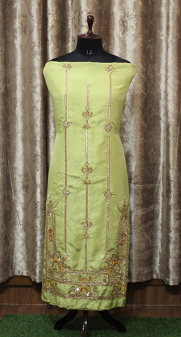 Green Full Suit with Tie Dye Chinon Chiffon Dupatta-1365