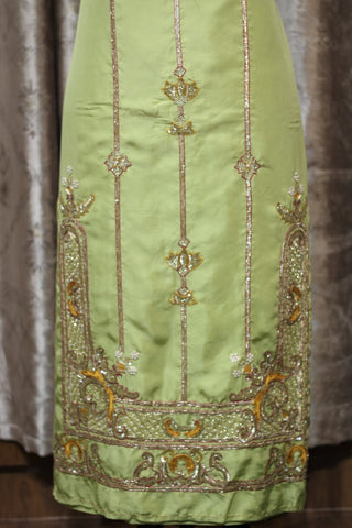 Green Full Suit with Tie Dye Chinon Chiffon Dupatta-1365