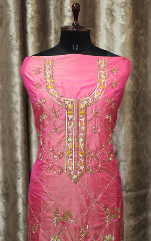 Pink Full Suit with Mustard Silk Dupatta-1366