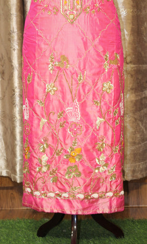 Pink Full Suit with Mustard Silk Dupatta-1366