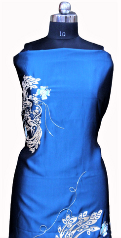 Peacock Blue Full Suit With Tabbi Silk Tie Dye Dupatta