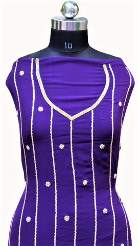 Dark Purple Full Suit With Same Colour Chinon Chiffon/Net/Organza Dupatta