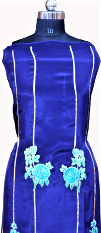 Navy Blue Full Suit With Tabbi Silk Tie Dye Dupatta