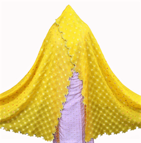 Lavender Colour Full Suit With Mustard Yellow Dupatta