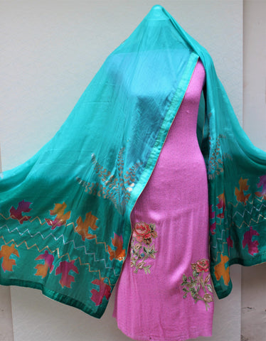 Pink Full Suit With Tabbi Silk Tie Dye Dupatta