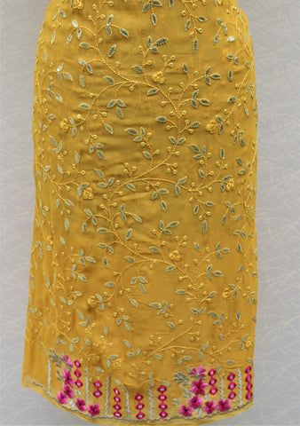 Yellow Full Suit With Tie Dye Organza Dupatta