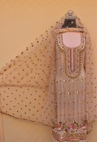 Light Pink Full Suit With With Net Dupatta