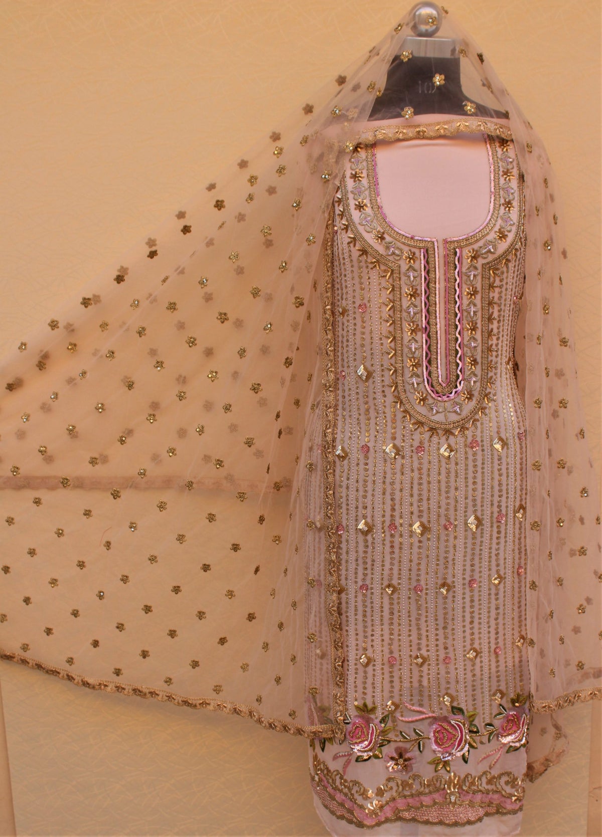 Light Pink Full Suit With With Net Dupatta
