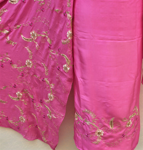 Purplish Pink Full Suit With Chinon Chiffon Dupatta