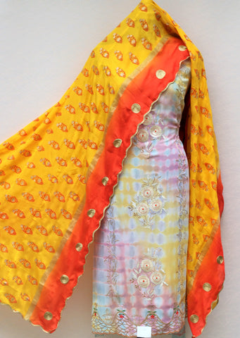 Tie and Dye Full Suit With Chinon Chiffon Tie Dye Dupatta